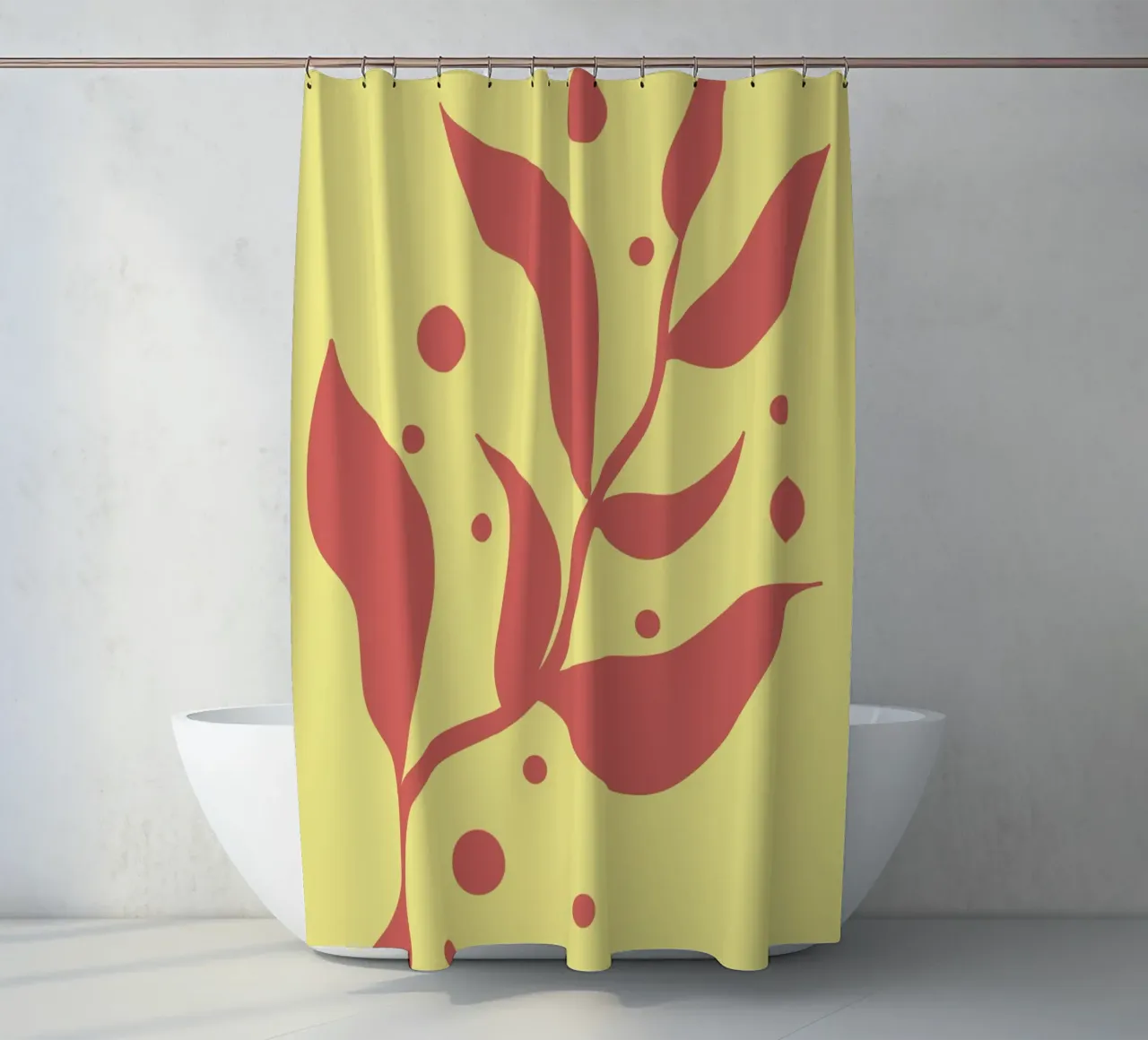 Minimalist Red Leaves shower curtain by MODERN NUANCE
