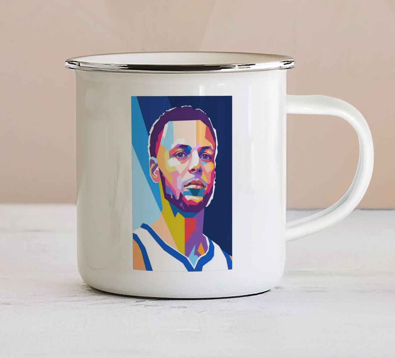 Ritratto pop art di Stephen Curry tazza in smalto da Hantamrata