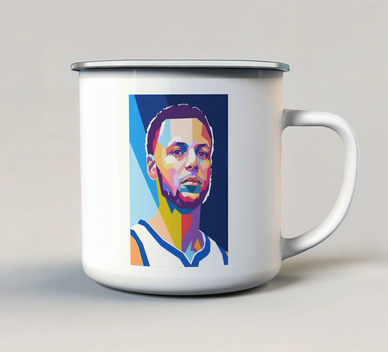 Ritratto pop art di Stephen Curry tazza in smalto da Hantamrata