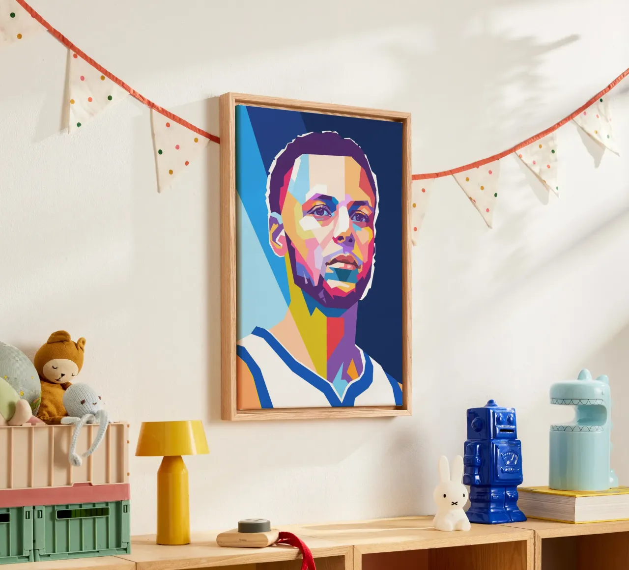 Ritratto pop art di Stephen Curry tela con Cornice a cassetta da Hantamrata