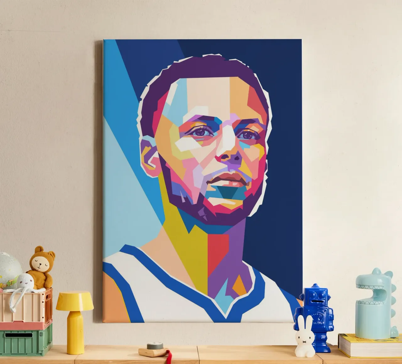 Ritratto pop art di Stephen Curry tela con Cornice a cassetta da Hantamrata