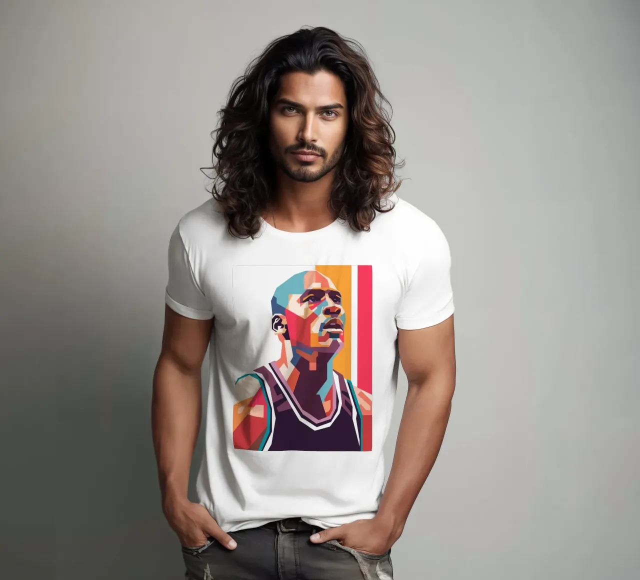 Michael Jordan pop art portrait t-shirt by Hantamrata