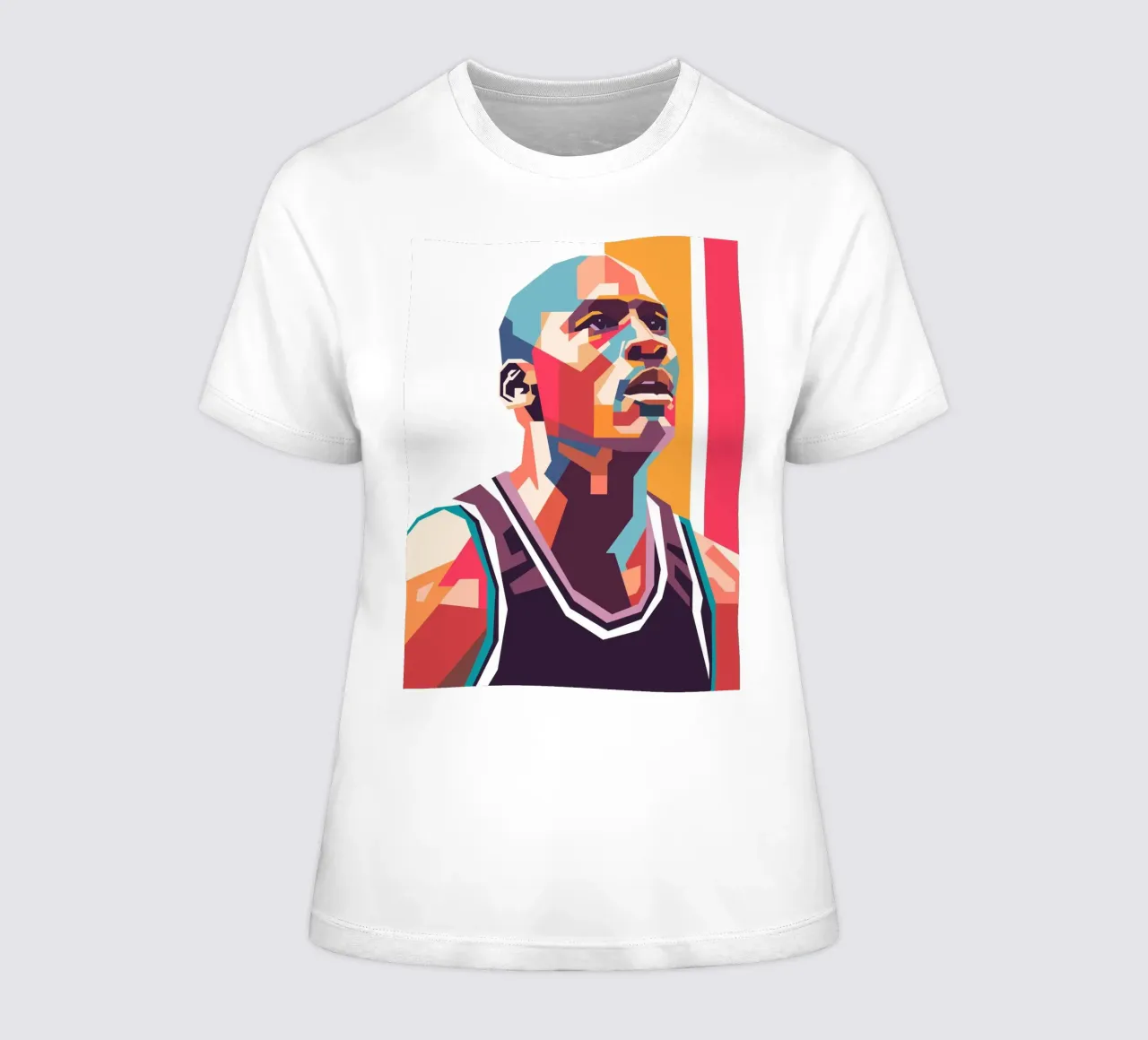 Michael Jordan pop art portrait women's fitted t-shirt by Hantamrata