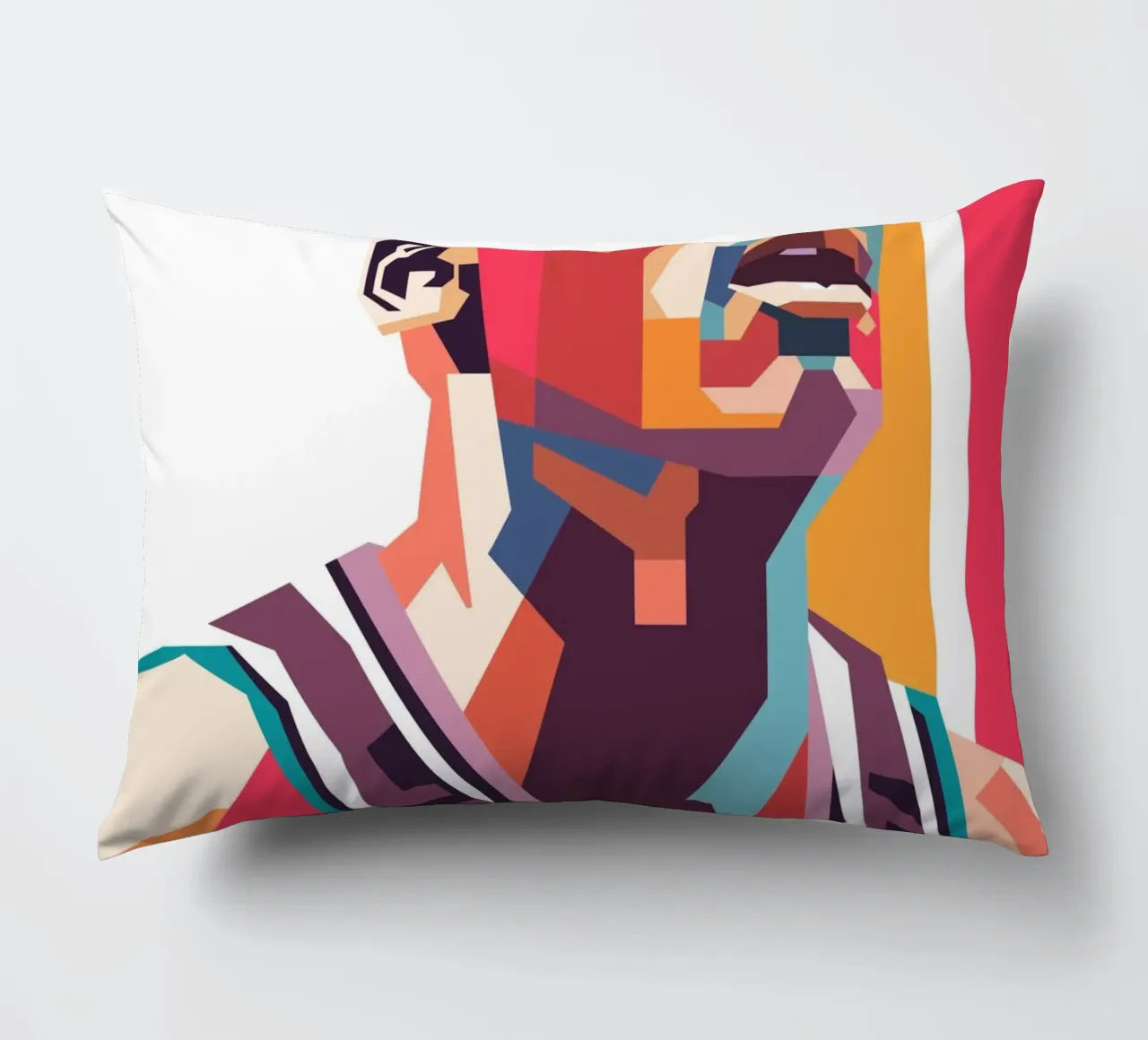 Michael Jordan pop art portrait decorative cushion by Hantamrata