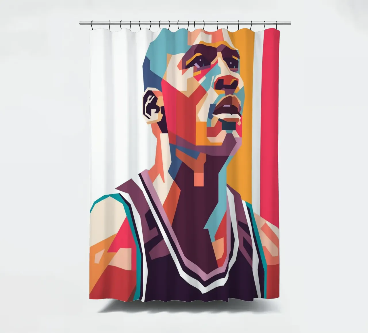 Michael Jordan pop art portrait shower curtain by Hantamrata