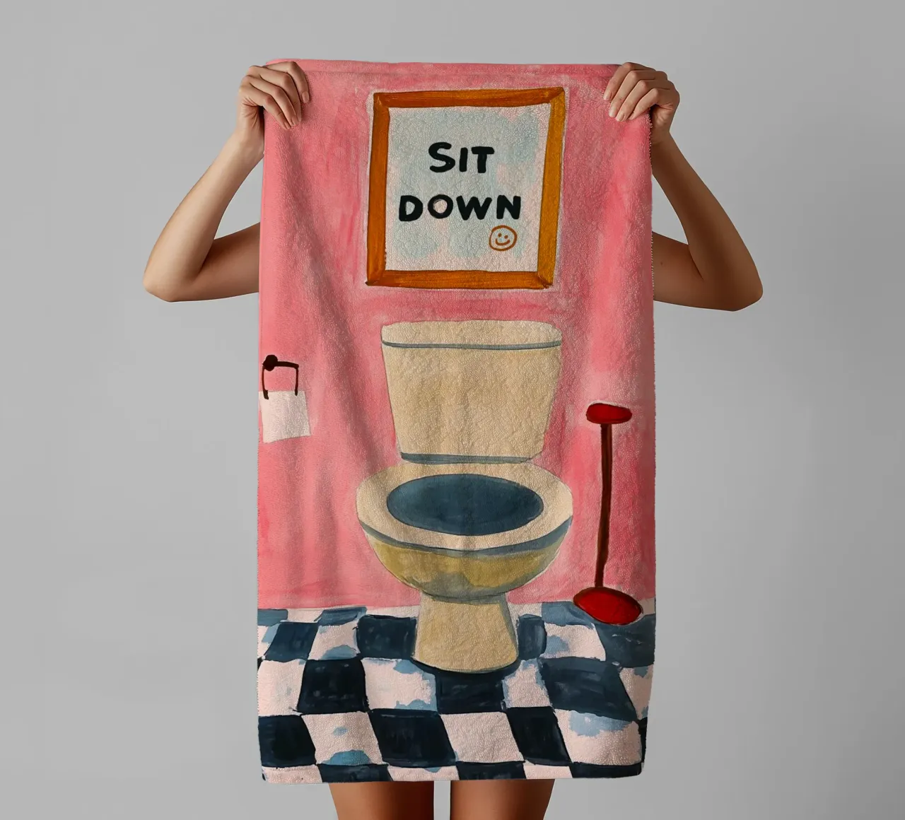Please sit down towel by Carinaprint