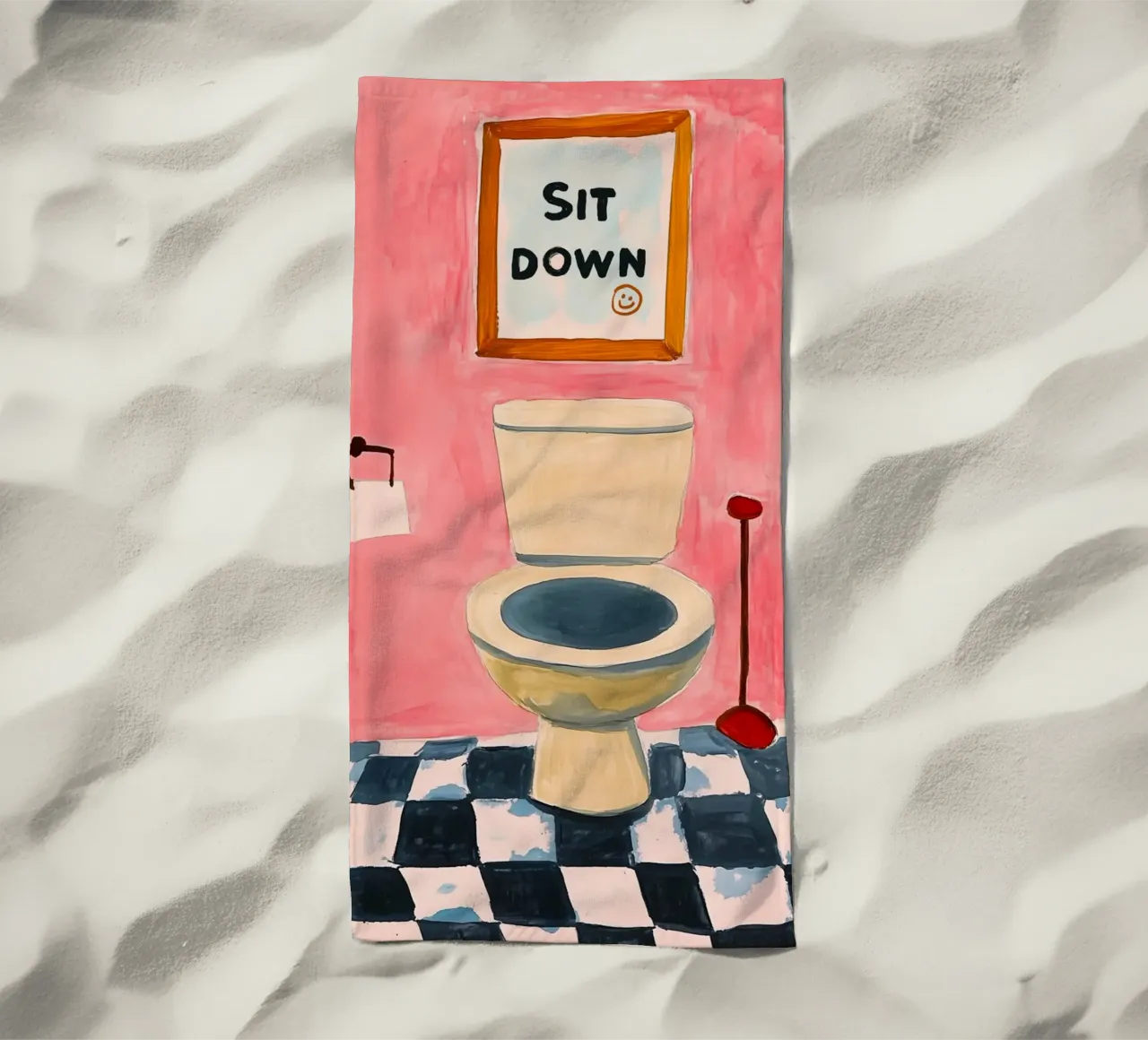 Please sit down beach towel by Carinaprint