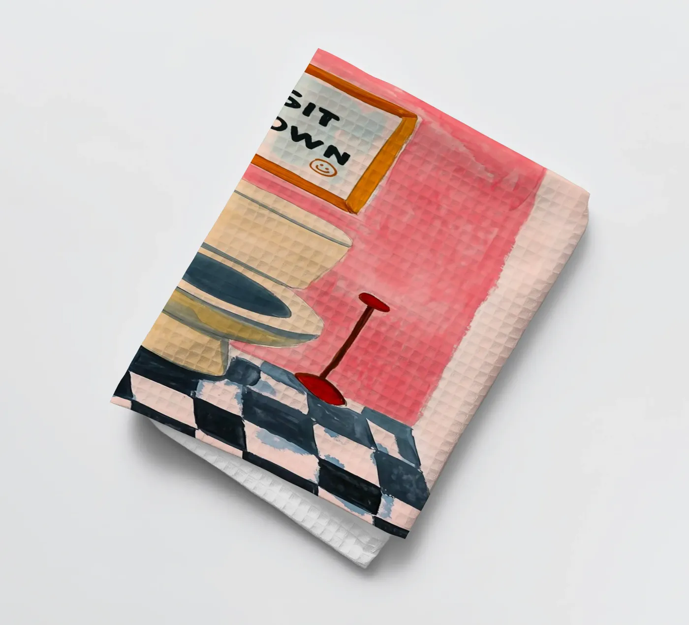 Please sit down tea towel by Carinaprint