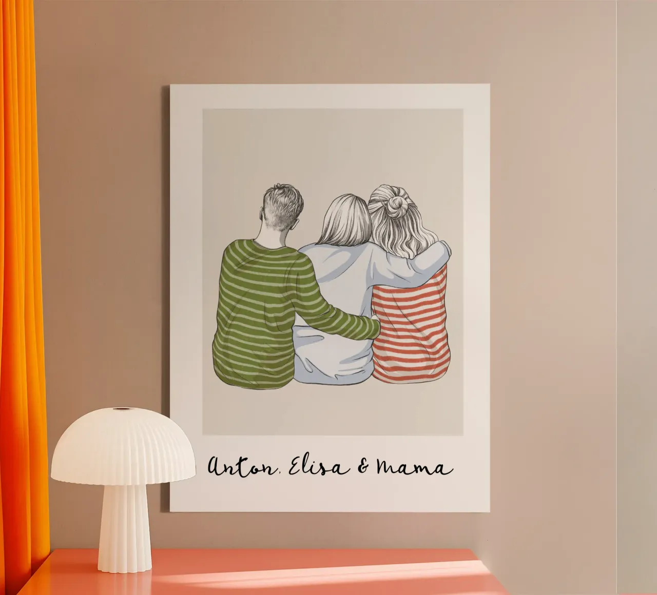Mum with adult daughter & son - Family Print canvas with Floater frame by Wunderbarwir