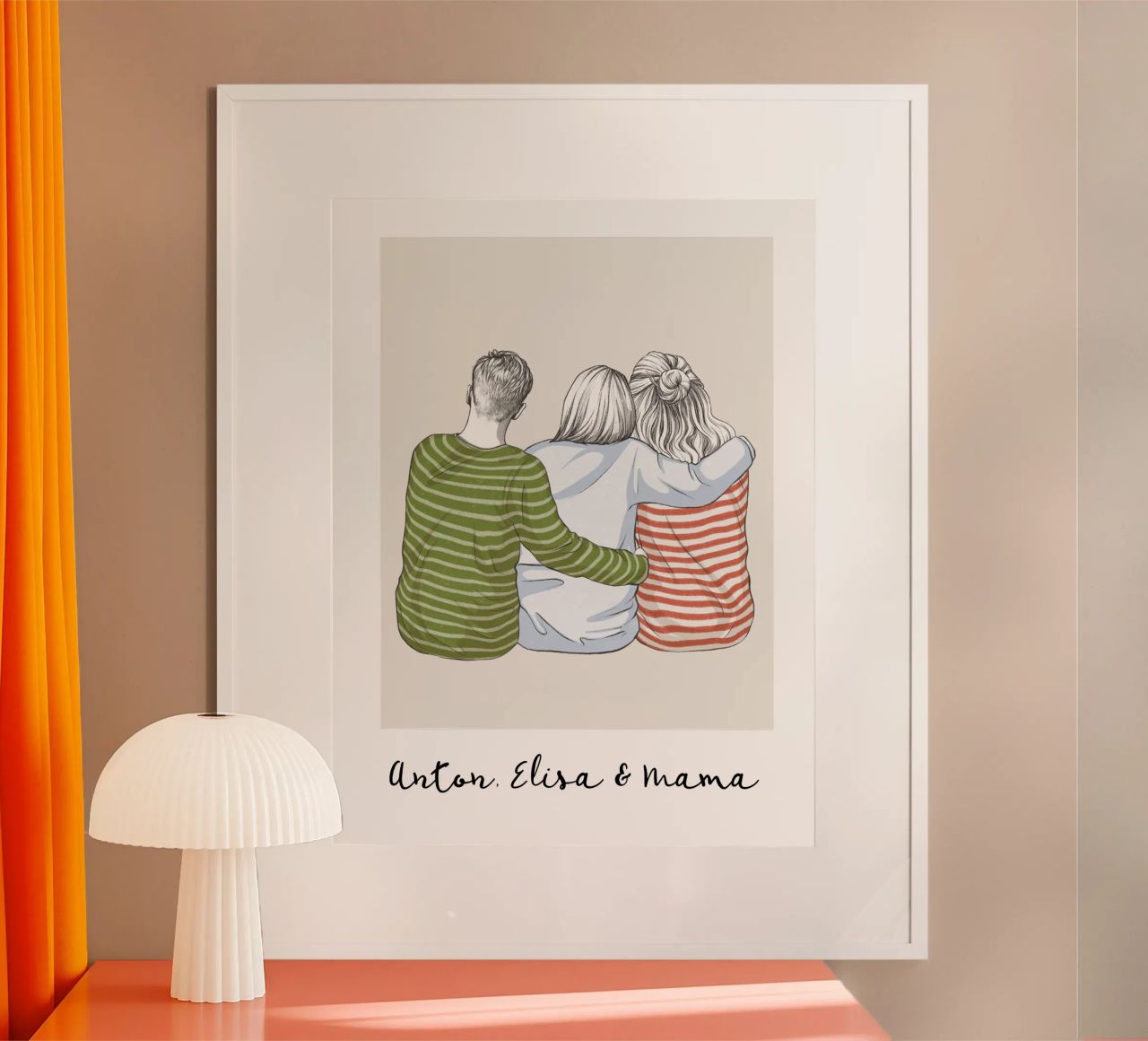 Mama mit erwachsener Tocher & Sohn - Familien Print Poster von Wunderbarwir
