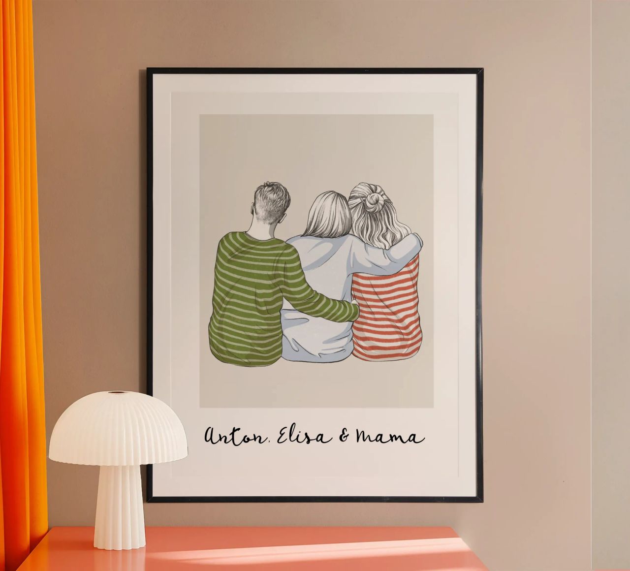 Mama mit erwachsener Tocher & Sohn - Familien Print Poster von Wunderbarwir