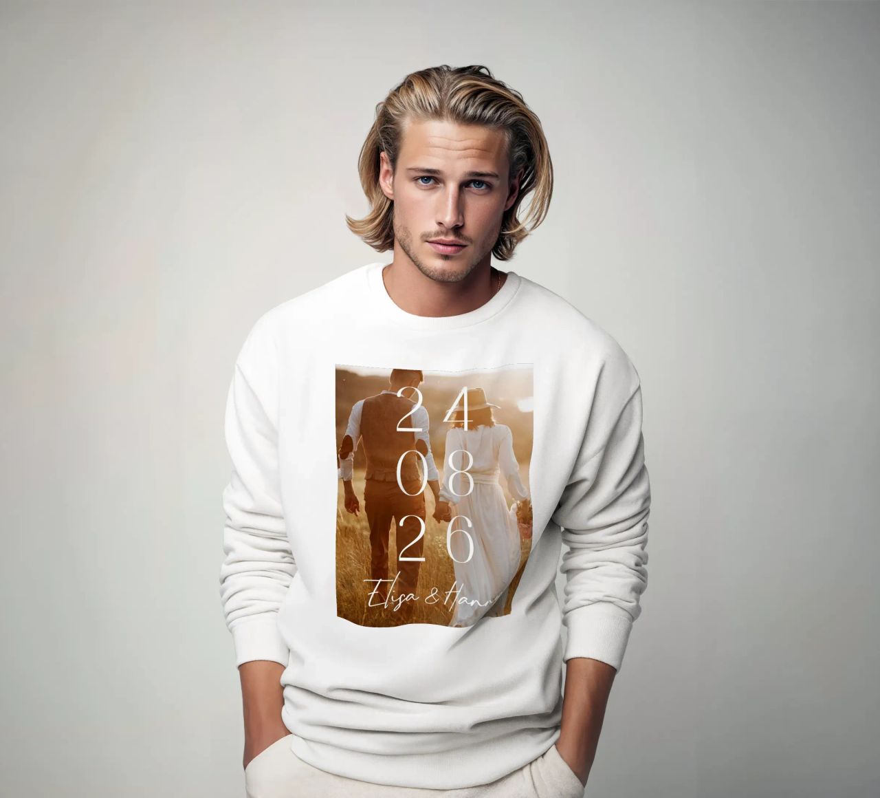 Couple Date de mariage Photo Print Minimal Numbers Print sweat de Wunderbarwir