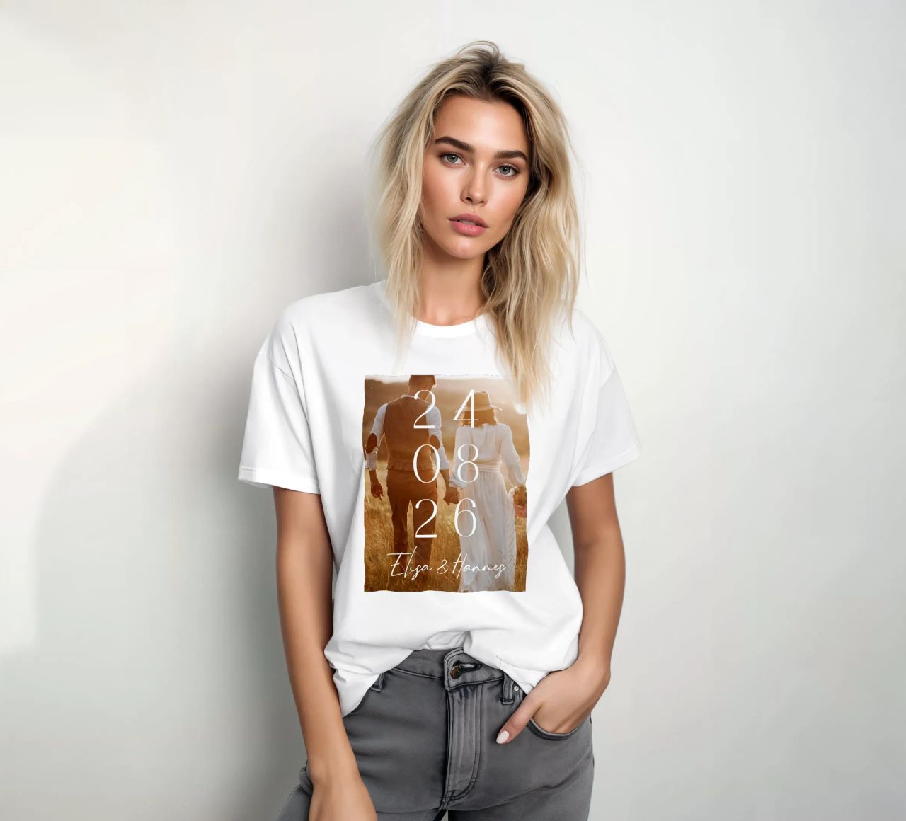 Couple Date de mariage Photo Print Minimal Numbers Print t-shirt de Wunderbarwir