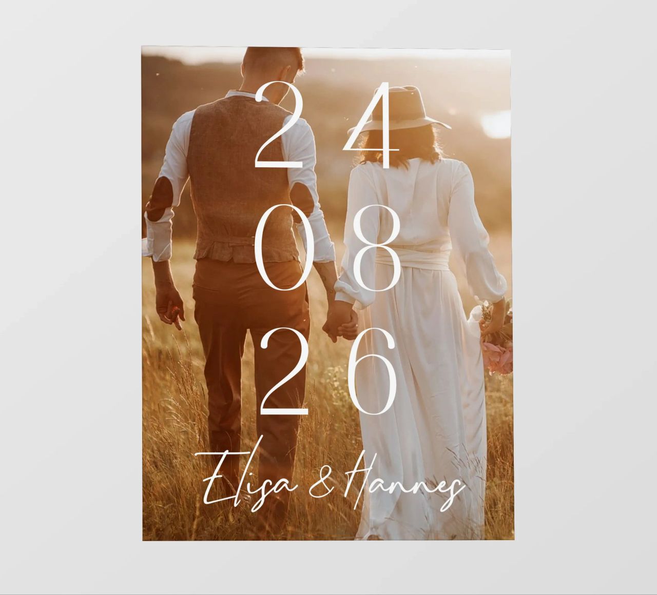 Couple Date de mariage Photo Print Minimal Numbers Print bâche pvc de Wunderbarwir