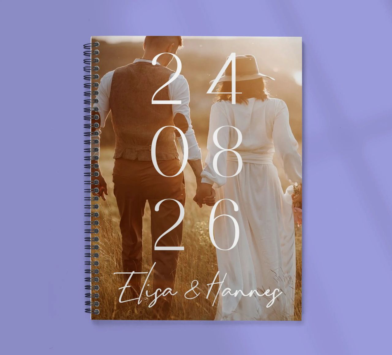 Couple Date de mariage Photo Print Minimal Numbers Print carnet à spirale de Wunderbarwir