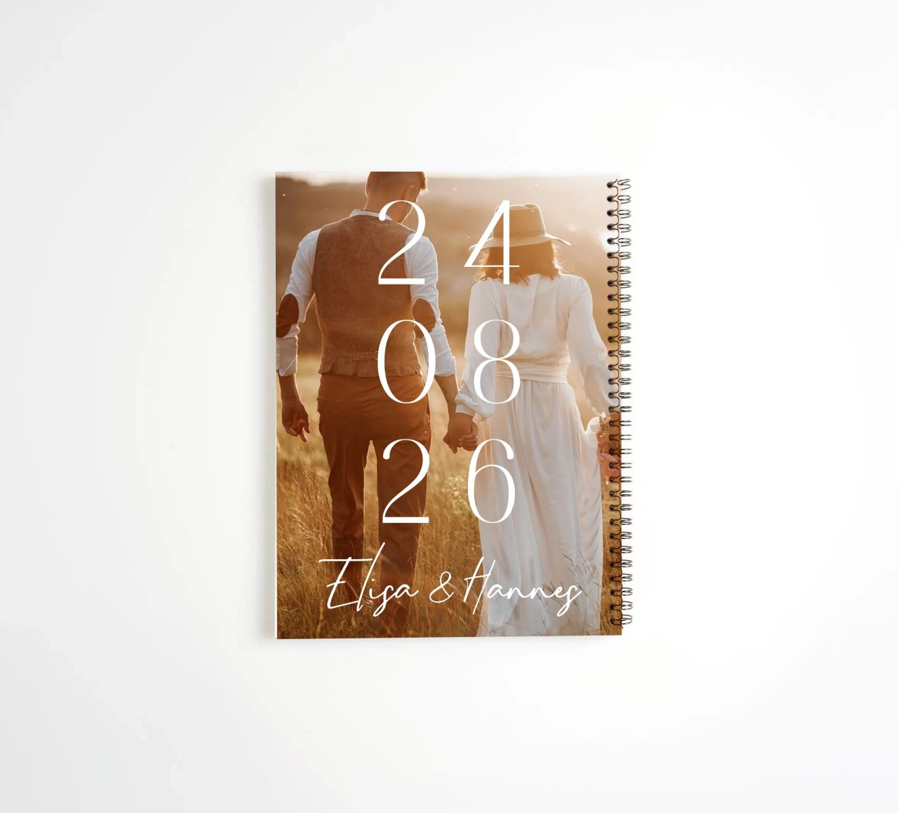 Couple Date de mariage Photo Print Minimal Numbers Print carnet à spirale de Wunderbarwir