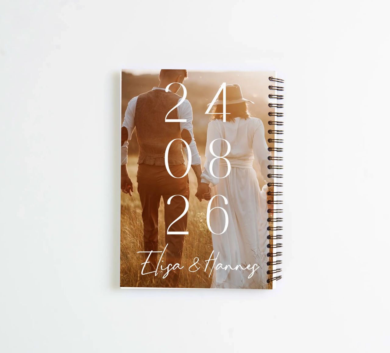 Couple Date de mariage Photo Print Minimal Numbers Print carnet à spirale de Wunderbarwir