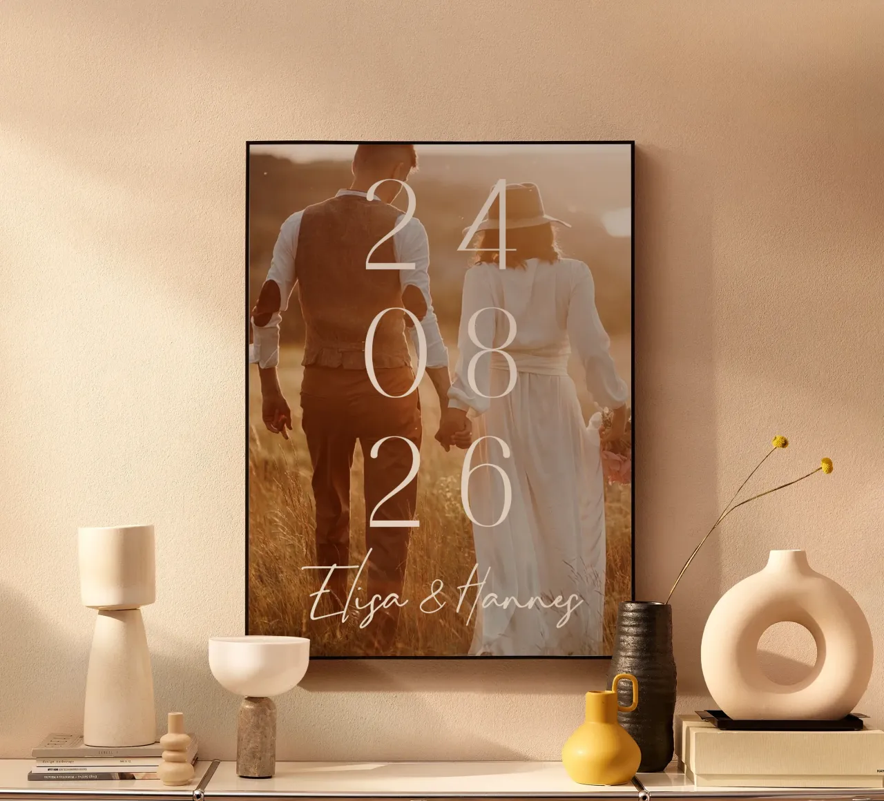 Pareja Boda Fecha Foto Imprimir Minimal Números Imprimir metacrilato de Wunderbarwir