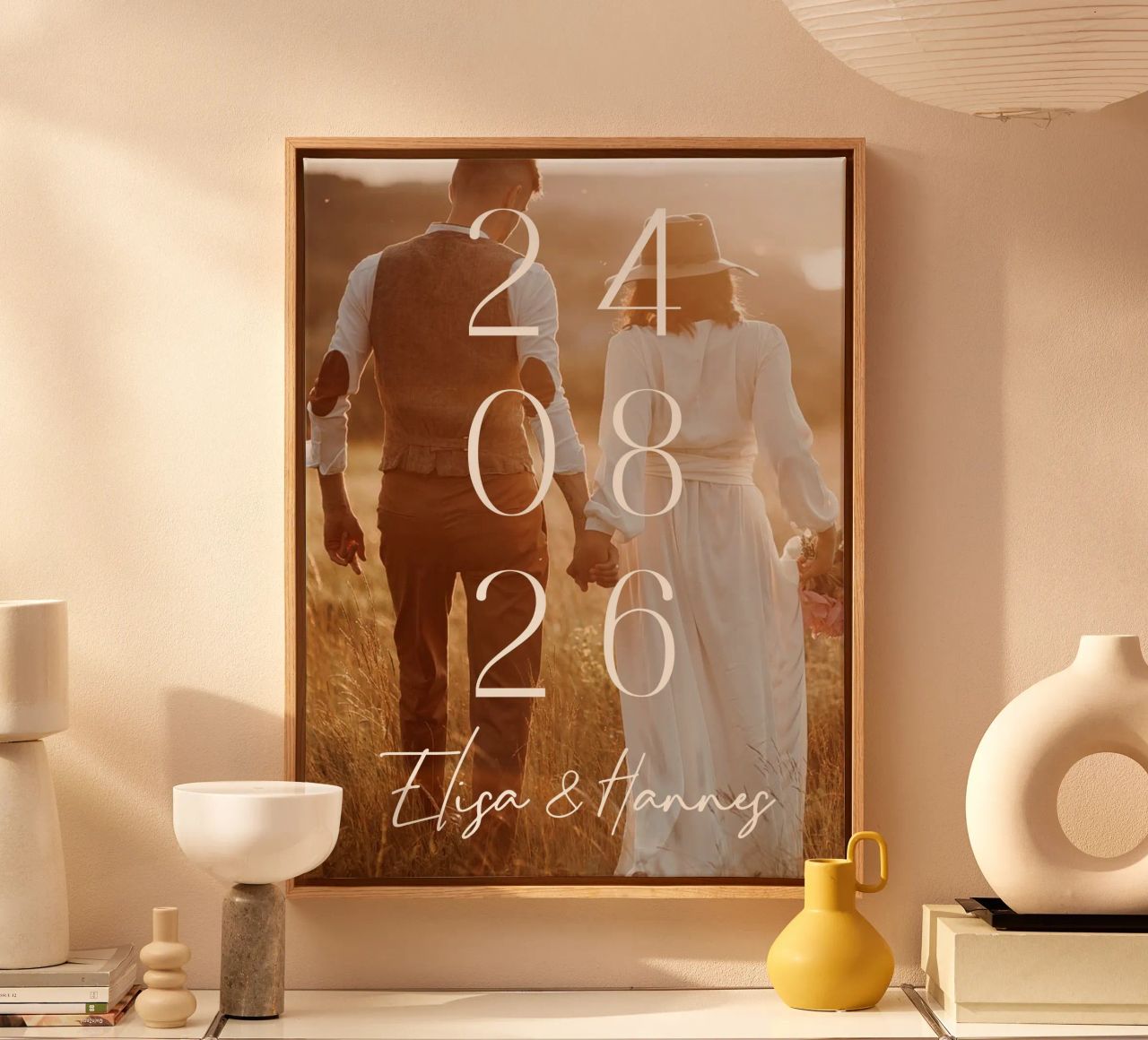 Couple Date de mariage Photo Print Minimal Numbers Print toile de Wunderbarwir