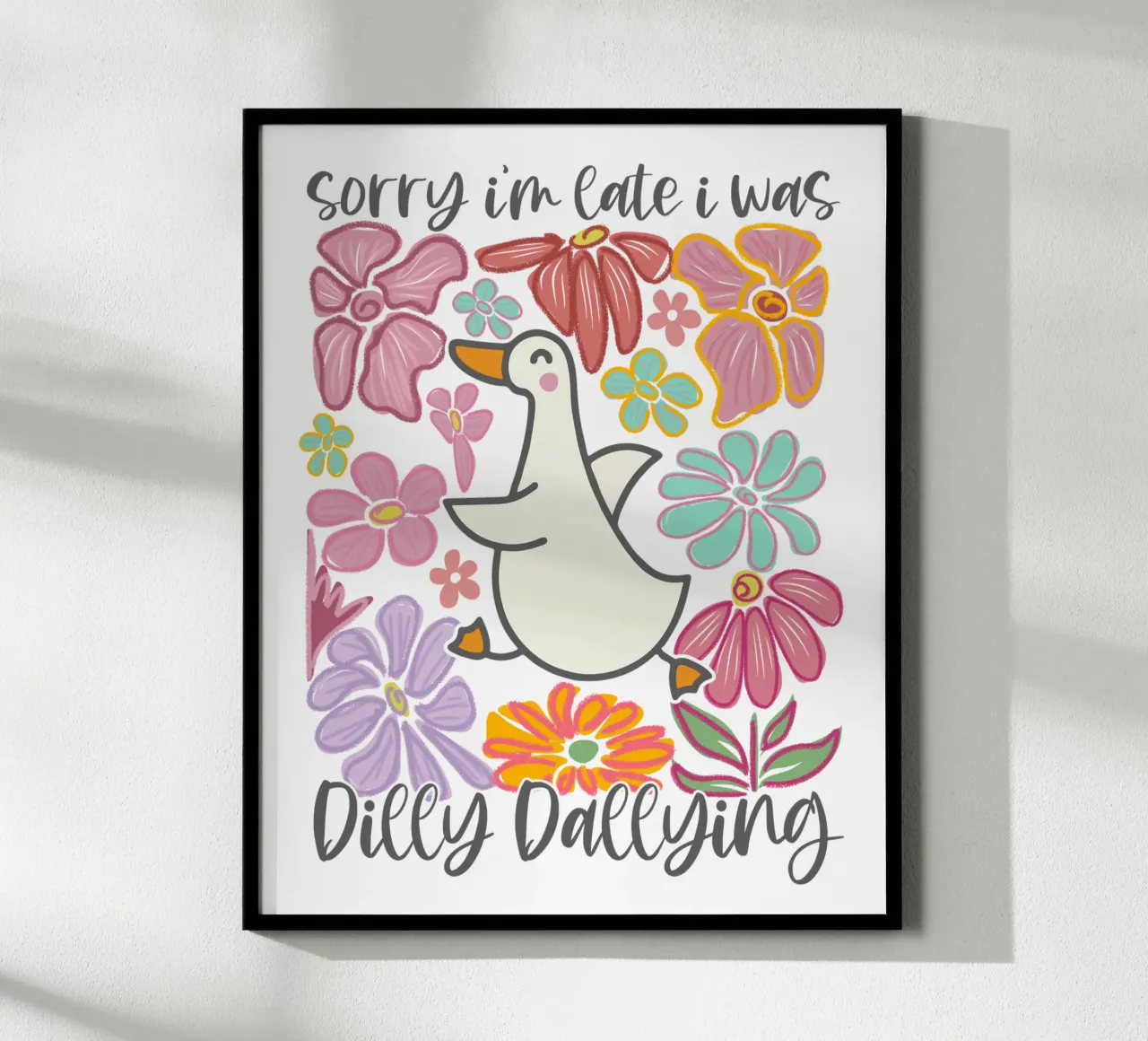 Douceur d'oie Print Fleurs Mental Health Cozy Time poster avec cadre en aluminium de Wunderbarwir
