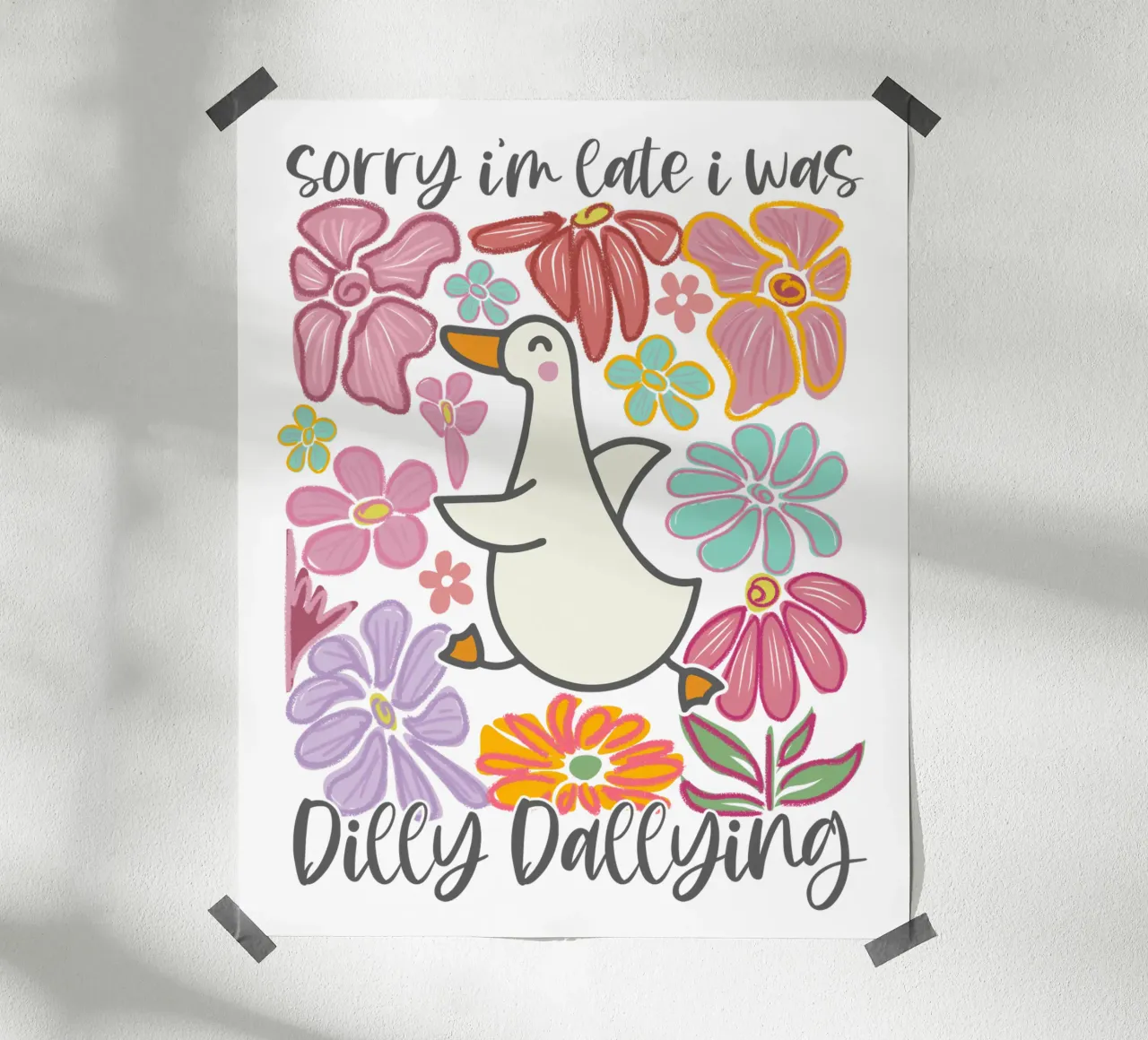 Douceur d'oie Print Fleurs Mental Health Cozy Time poster avec cadre en aluminium de Wunderbarwir
