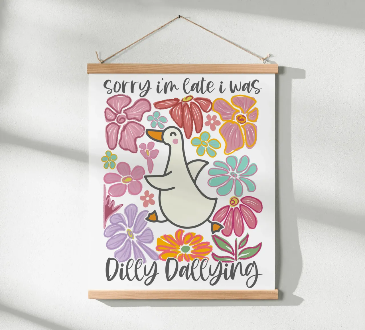 Douceur d'oie Print Fleurs Mental Health Cozy Time poster avec cadre en aluminium de Wunderbarwir