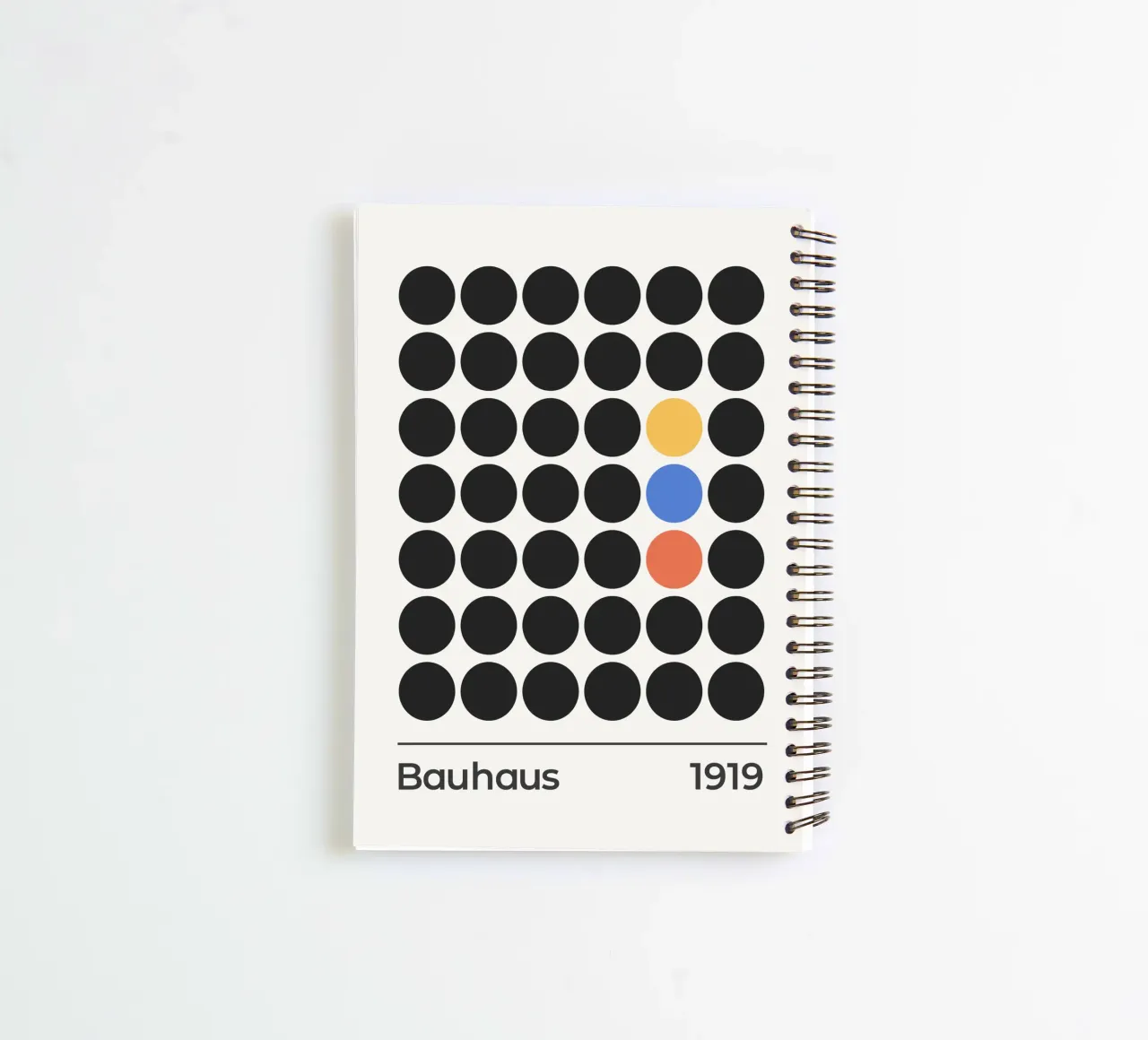Bauhaus Exhibition 1919 Three Colored Dots Pattern spiral notebook by Paigaam Studio