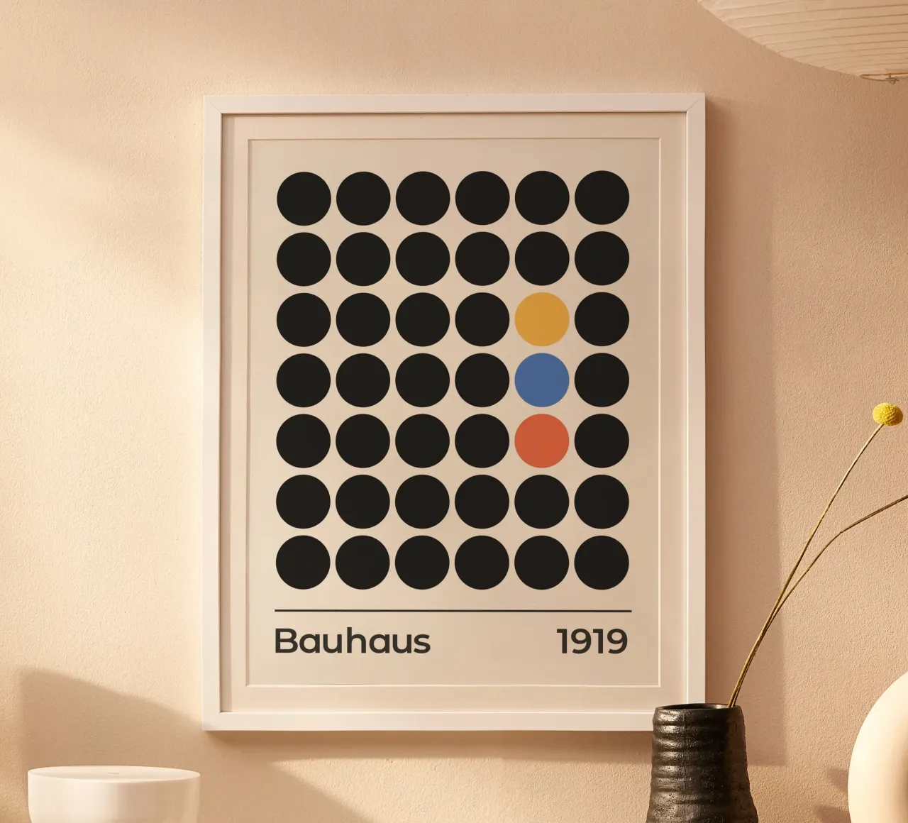 Bauhaus Exhibition 1919 Three Colored Dots Pattern hahnemühle by Paigaam Studio