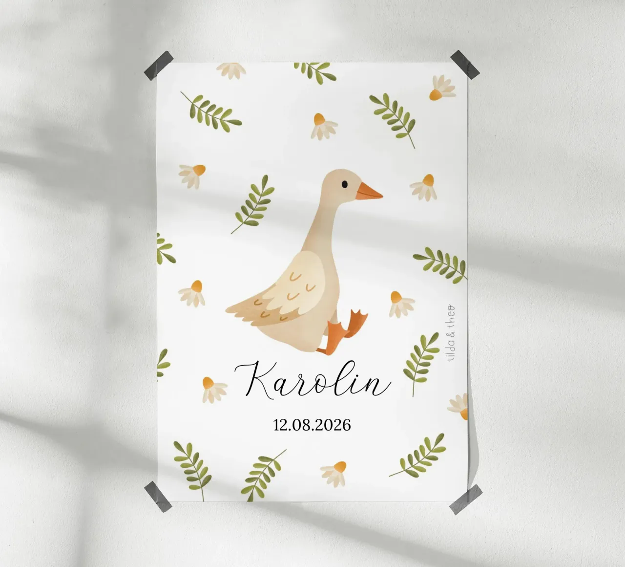 Poster nascita oca regalo nascita prato personalizzato poster con telaio in legno da tildaandtheo
