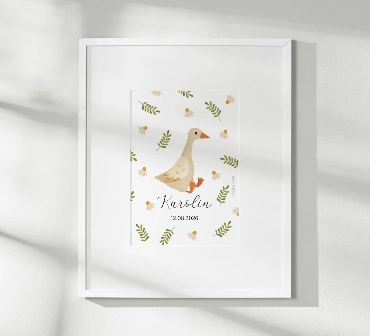 Poster nascita oca regalo nascita prato personalizzato poster con telaio in legno da tildaandtheo