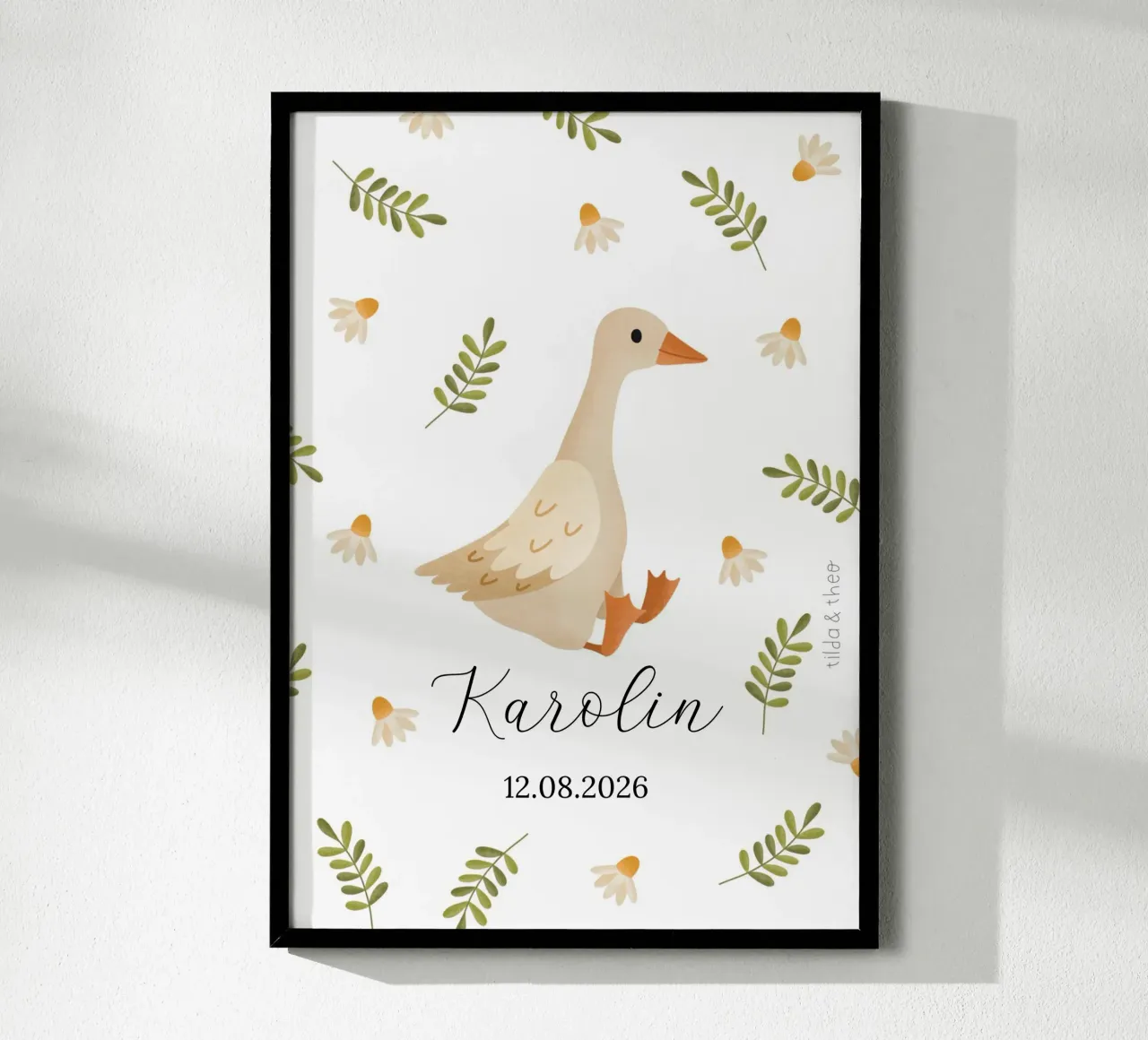 Poster nascita oca regalo nascita prato personalizzato poster con telaio in legno da tildaandtheo