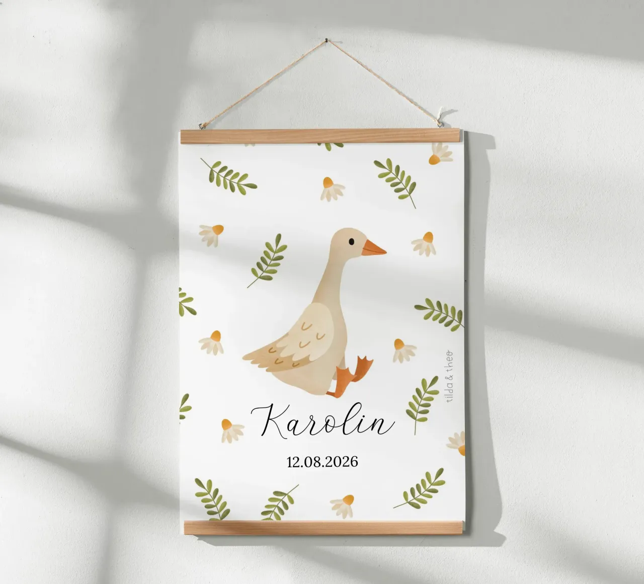 Poster nascita oca regalo nascita prato personalizzato poster con telaio in legno da tildaandtheo