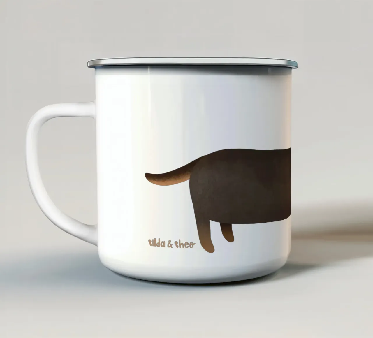 Mok teckel hond hondenras schattige teckel mok emaille emaille mok van tildaandtheo