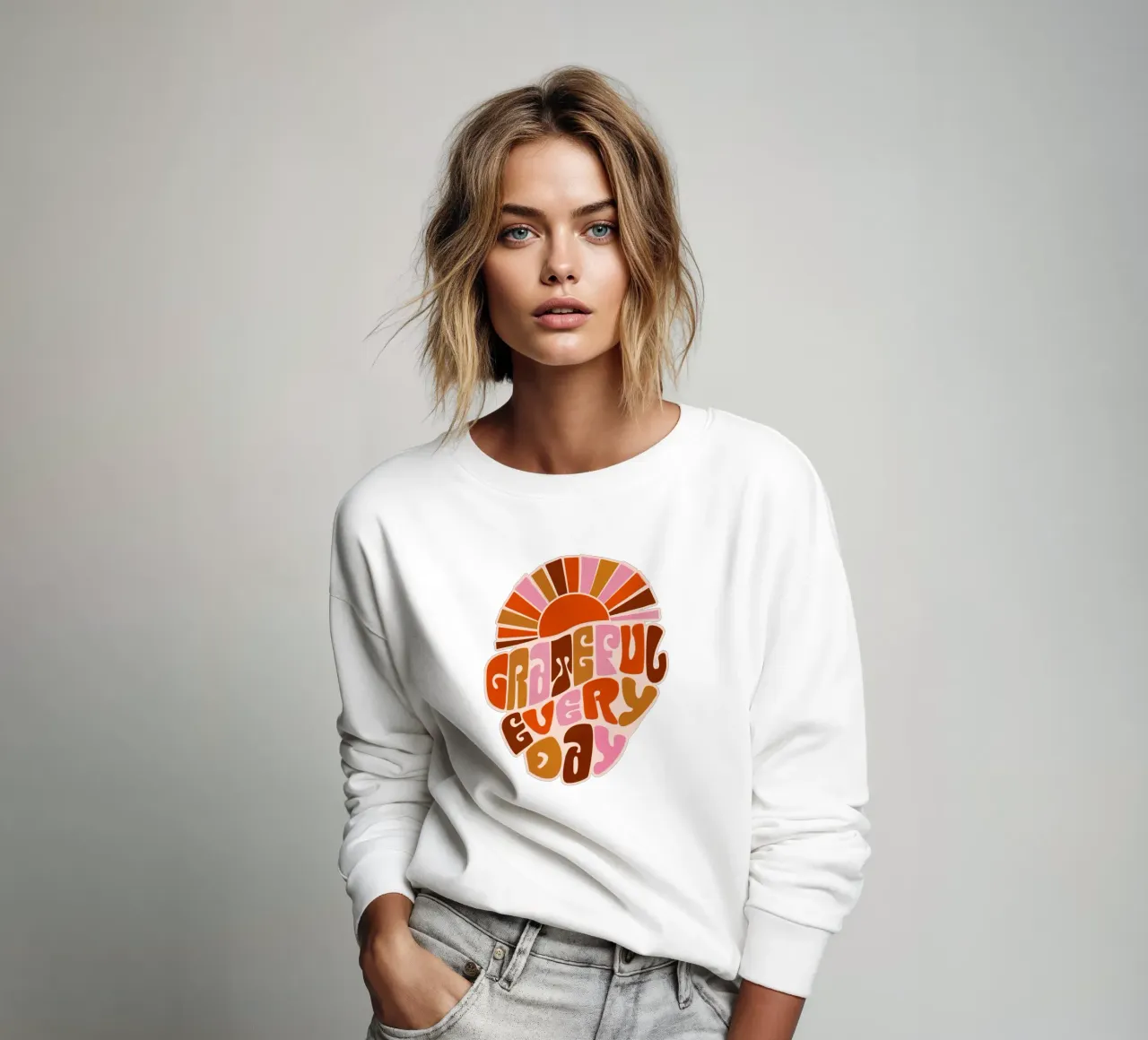 Retro Grateful Everyday Typography Art – Warm Earthy Tones felpa da showmemars