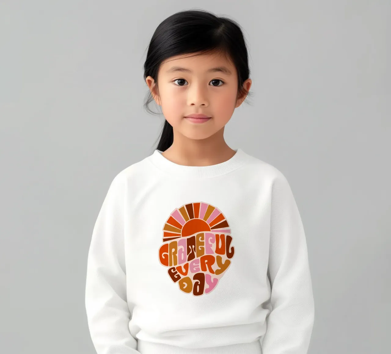 Retro Grateful Everyday Typography Art – Warm Earthy Tones felpa bambino da showmemars