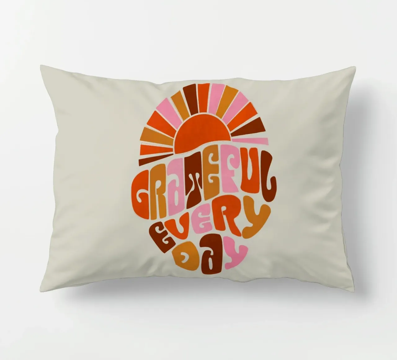 Retro Grateful Everyday Typography Art – Warm Earthy Tones cuscino da showmemars