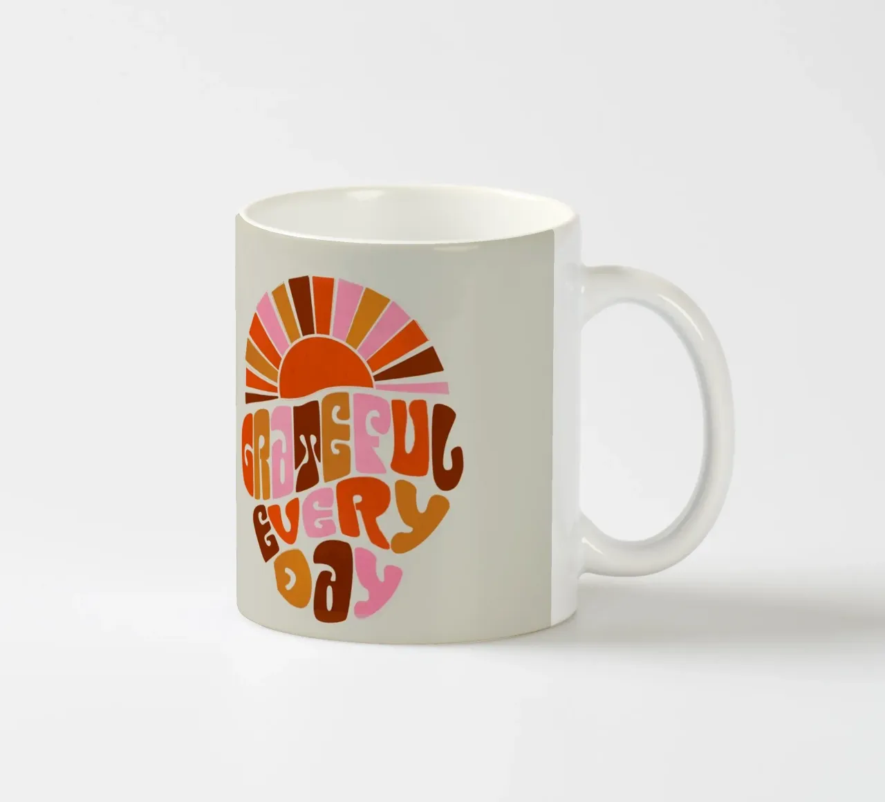 Retro Grateful Everyday Typography Art – Warm Earthy Tones tazza in ceramica da showmemars