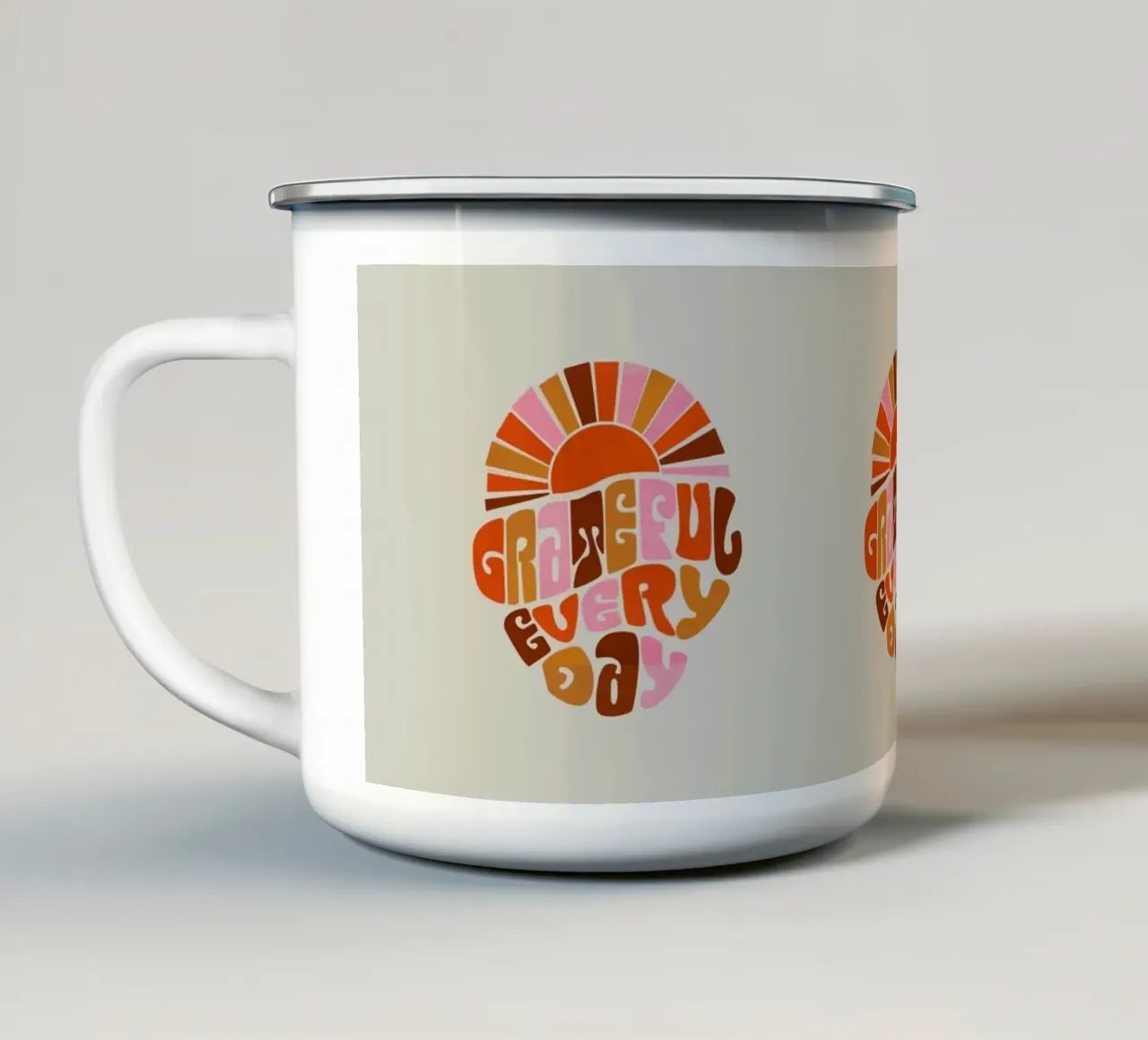Retro Grateful Everyday Typography Art – Warm Earthy Tones tazza in smalto da showmemars