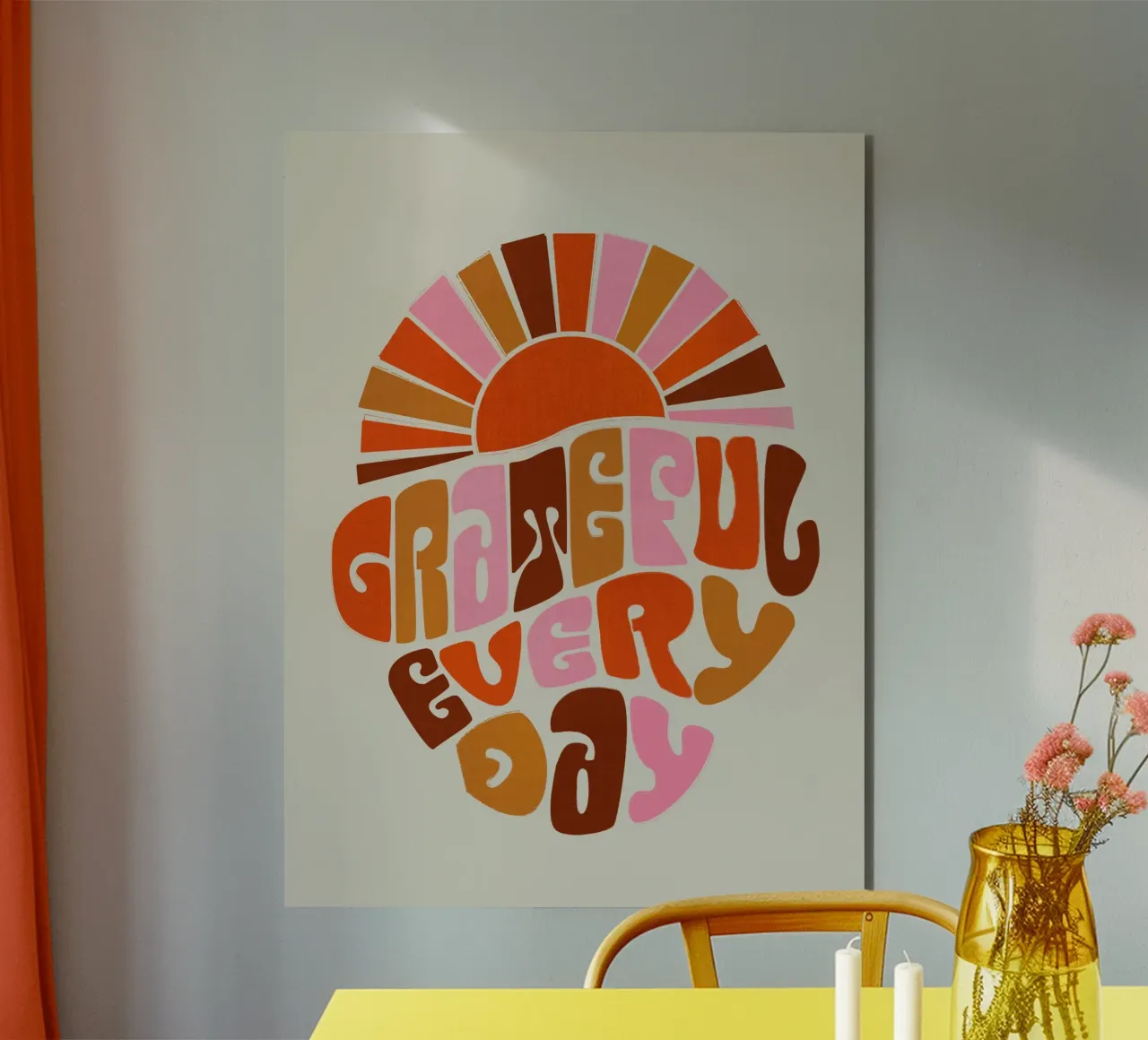 Retro Grateful Everyday Typography Art – Warm Earthy Tones placa de forex de showmemars