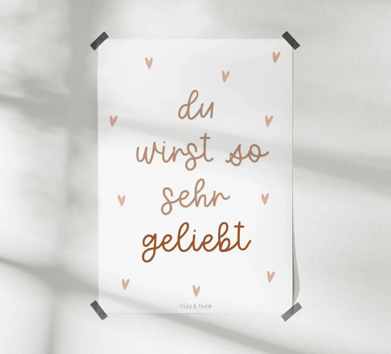 Poster per la camera dei bambini "Tu sei amato". poster con telaio in alluminio da tildaandtheo