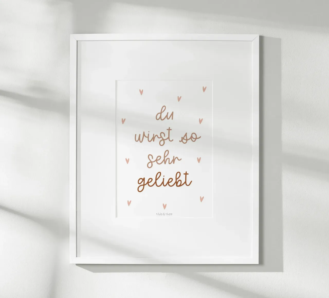 Poster per la camera dei bambini "Tu sei amato". poster con telaio in alluminio da tildaandtheo