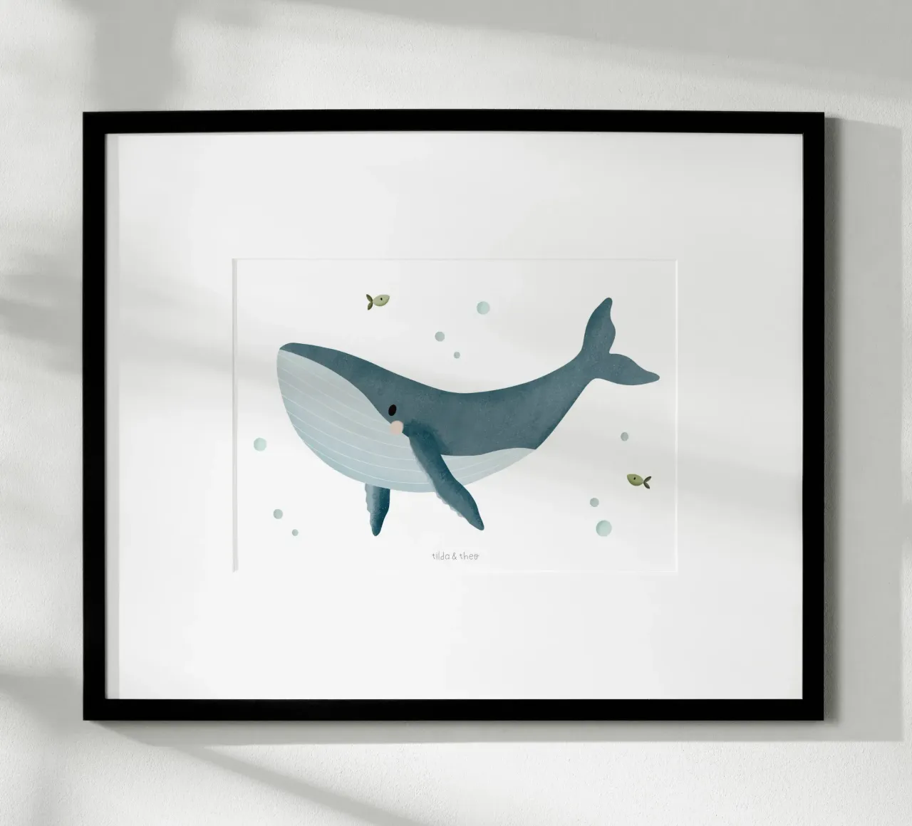 Poster balena mare vivaio oceano bambini poster marittimo poster con telaio in alluminio da tildaandtheo