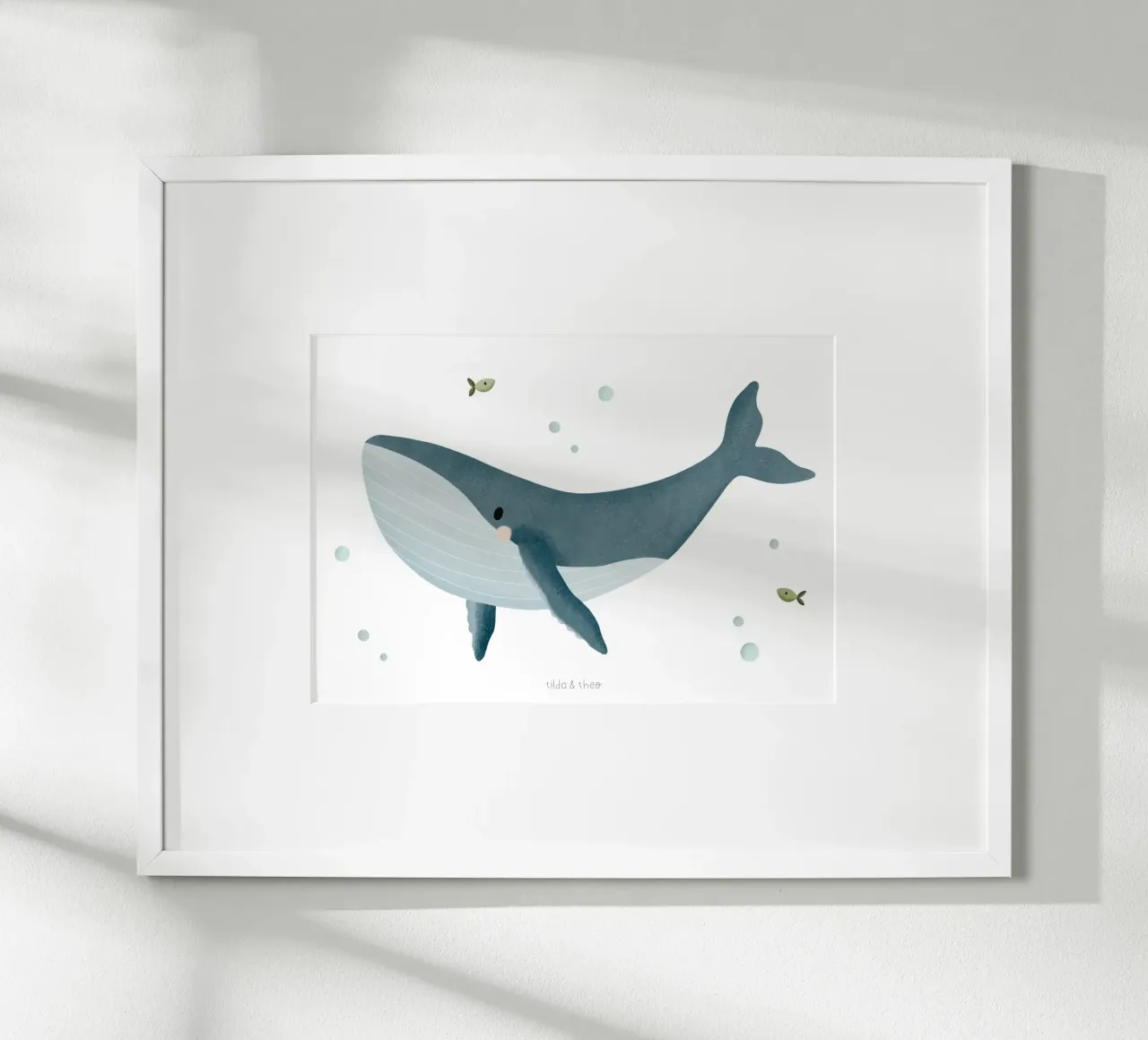Poster balena mare vivaio oceano bambini poster marittimo poster con telaio in alluminio da tildaandtheo