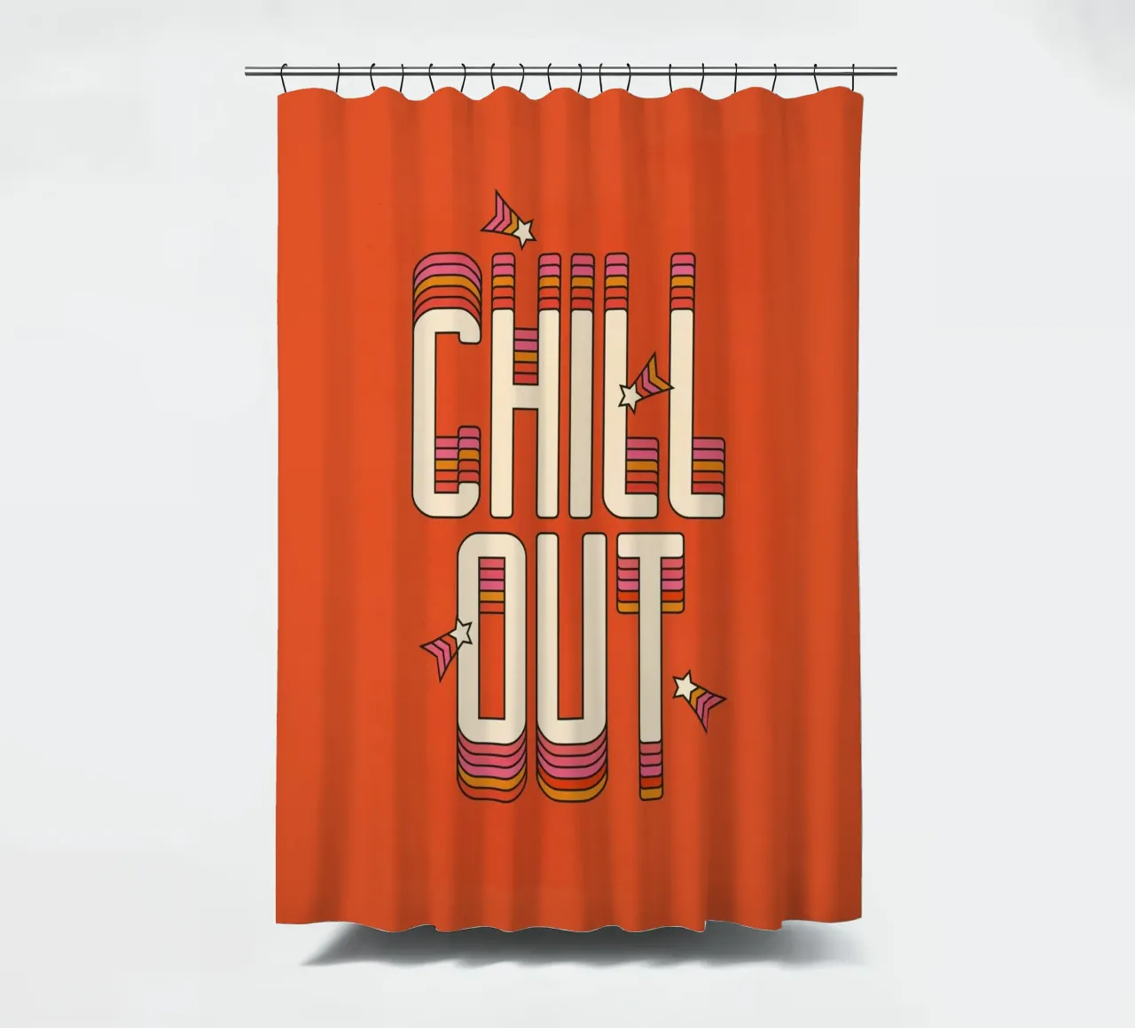 Retro "Chill Out" Typography Art – 70s Groovy Aesthetic tenda da doccia da showmemars