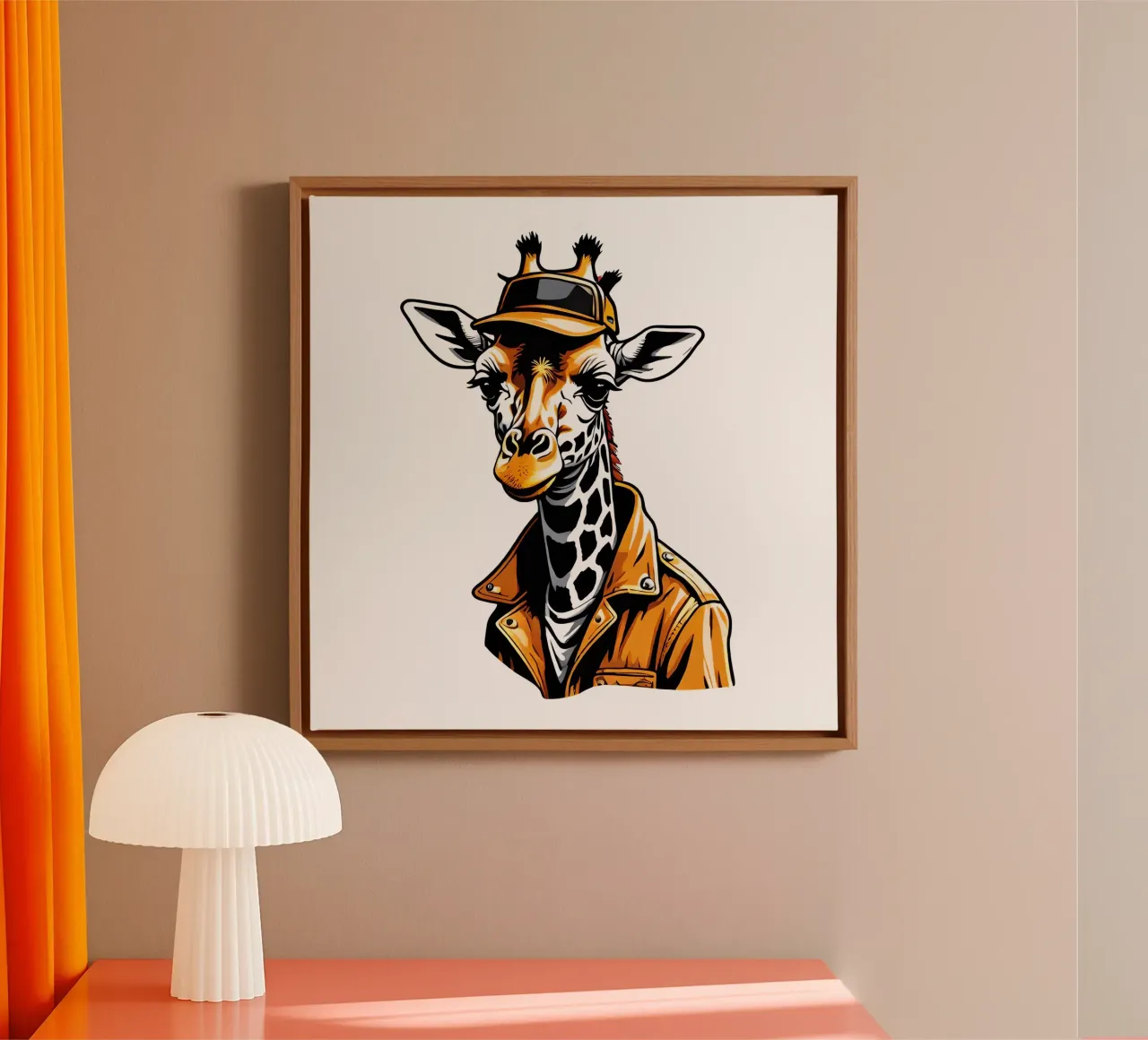 Giraffe, motif 1 canvas with Floater frame by ZAMART - PopArt