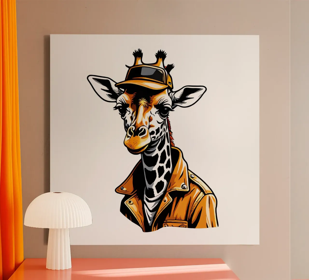 Giraffe, motif 1 canvas with Floater frame by ZAMART - PopArt
