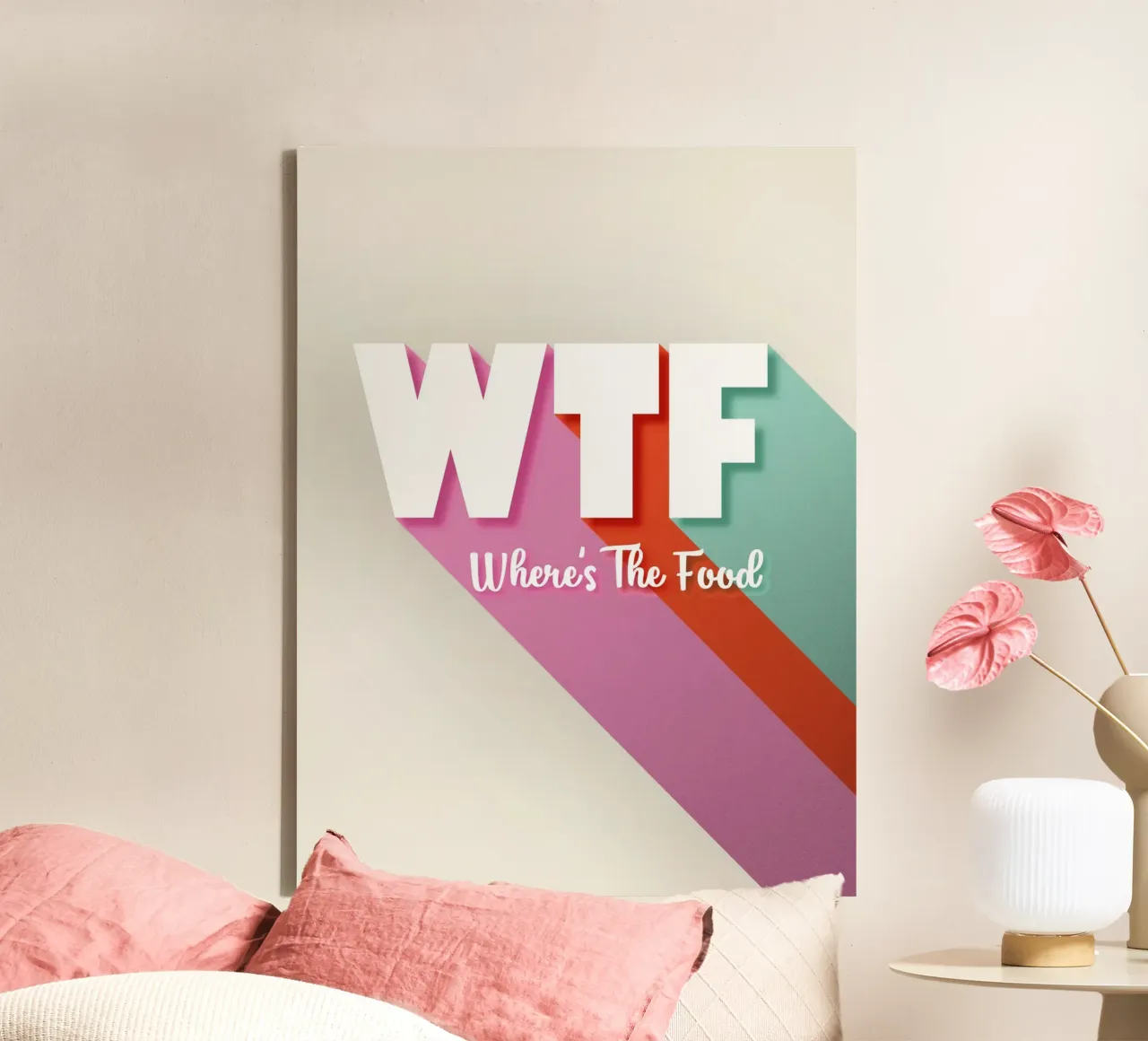 WTF Where's The Food - Divertente tipografia da parete tela con Cornice a cassetta da showmemars