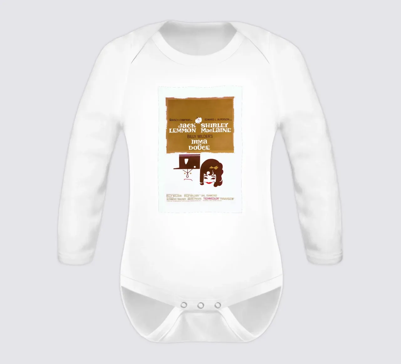 ‘Irma La Douce’ Retro Movie Poster long-sleeve baby romper by Gallery Print and Art Limited