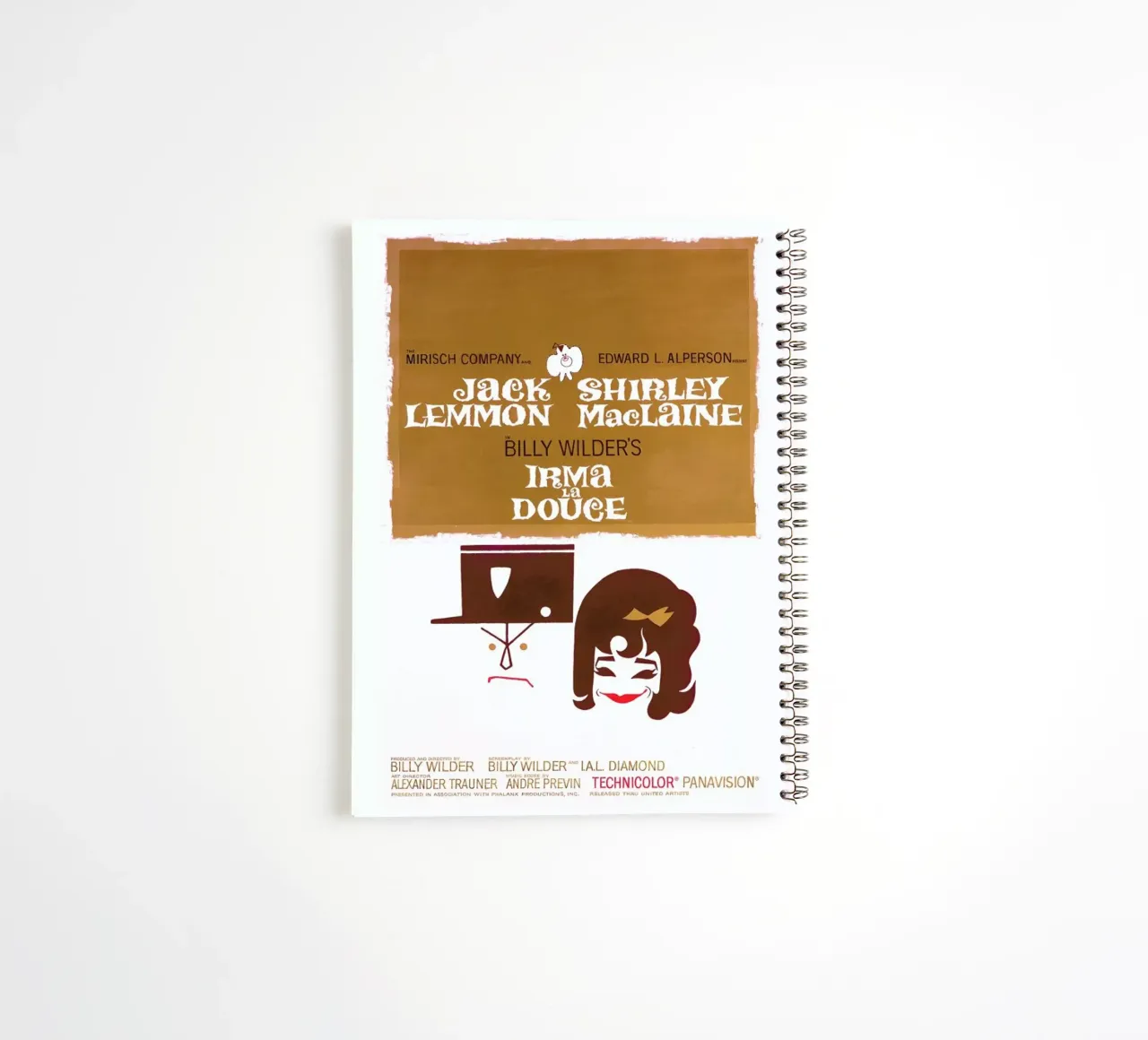 ‘Irma La Douce’ Retro Movie Poster spiral notebook by Gallery Print and Art Limited