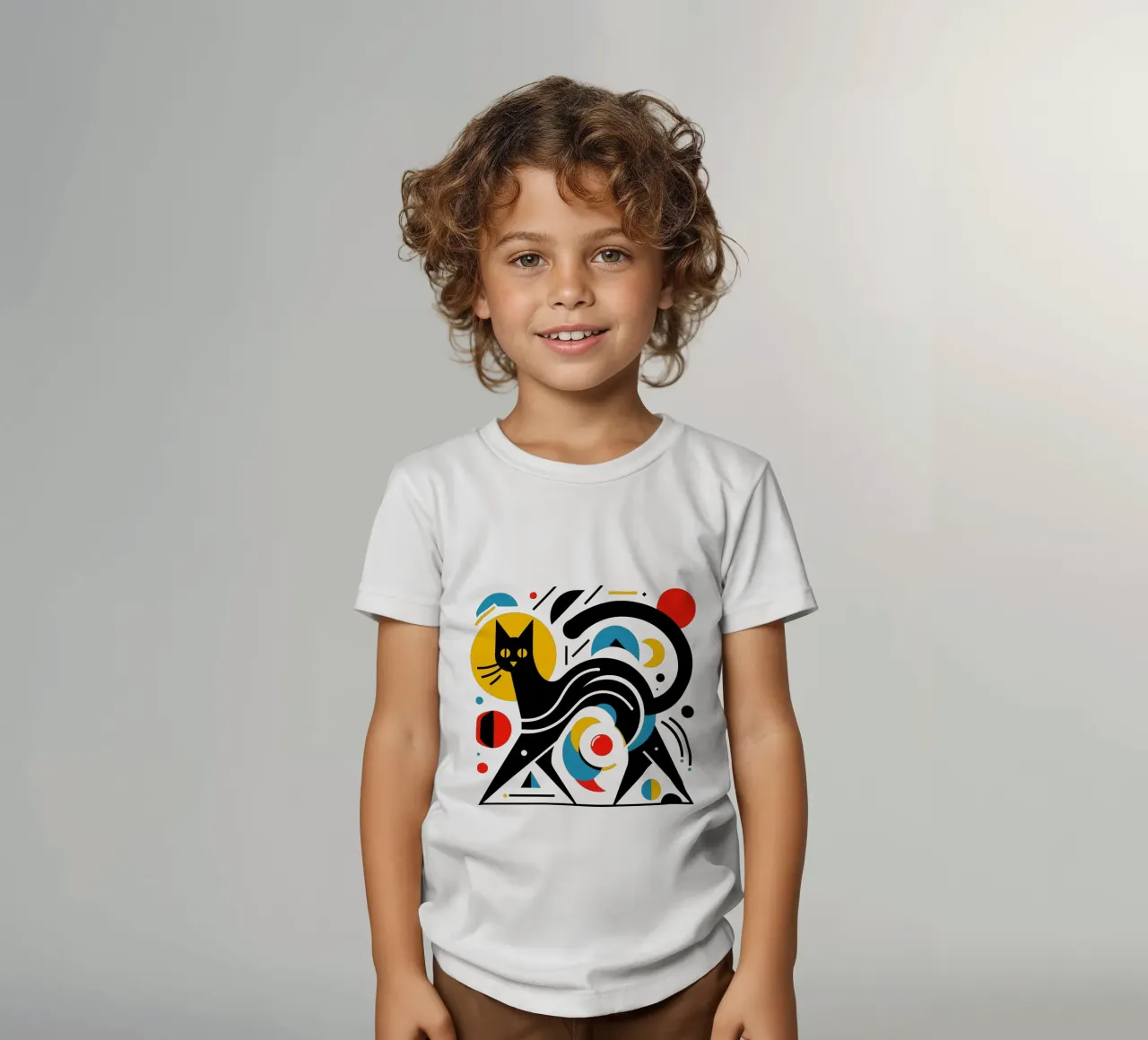 Geometric cat kids t-shirt by Mohs